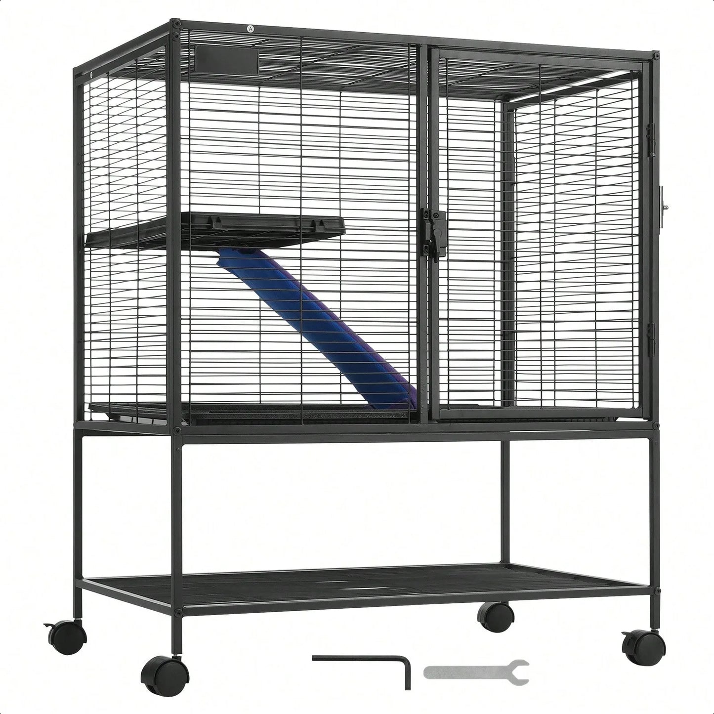 Rolling Metal Ferret Cage, 24" X 17.3" X 34.1" To 336.2"X 22.8" X 64.6", Large 2 Or 4-Tier Critter Nation Cage, Small Animal Cage With Ramps & Tray, Easy To Set Up For Pet Rats, Hamster, Guinea Pig, Chinchilla, Squirrel, Hedg