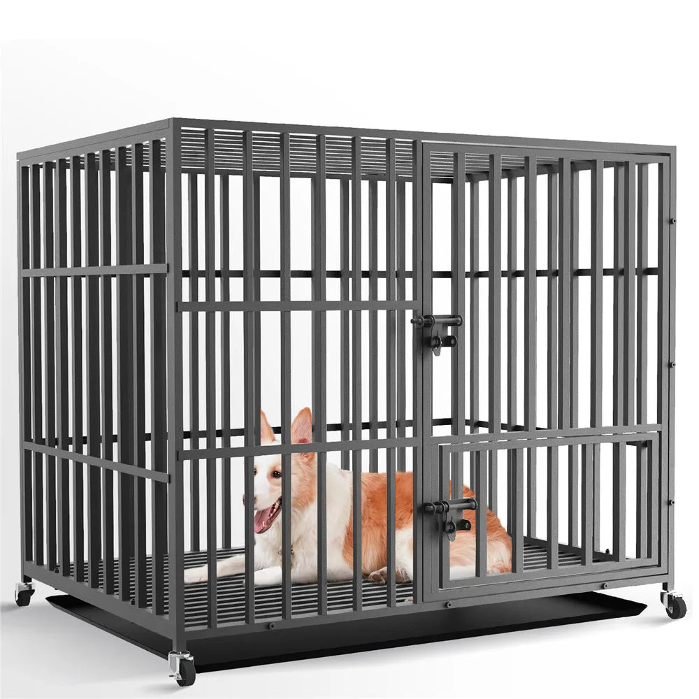 Bingopaw Heavy Duty Metal Dog Crate With Removable Tray
