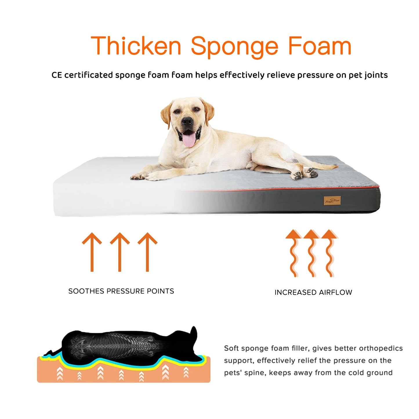 BINGOPAW Large Orthopedic Dog Bed With Memory Foam Waterproof Removable Cover
