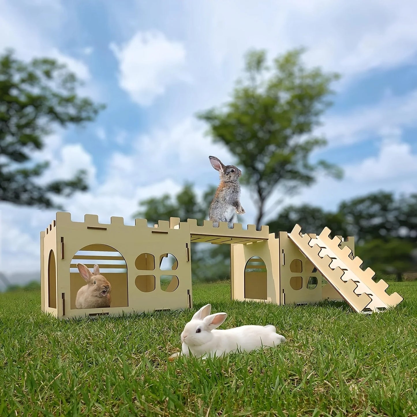 Wooden Rabbit Castle And Hiding Place For Small Pets
