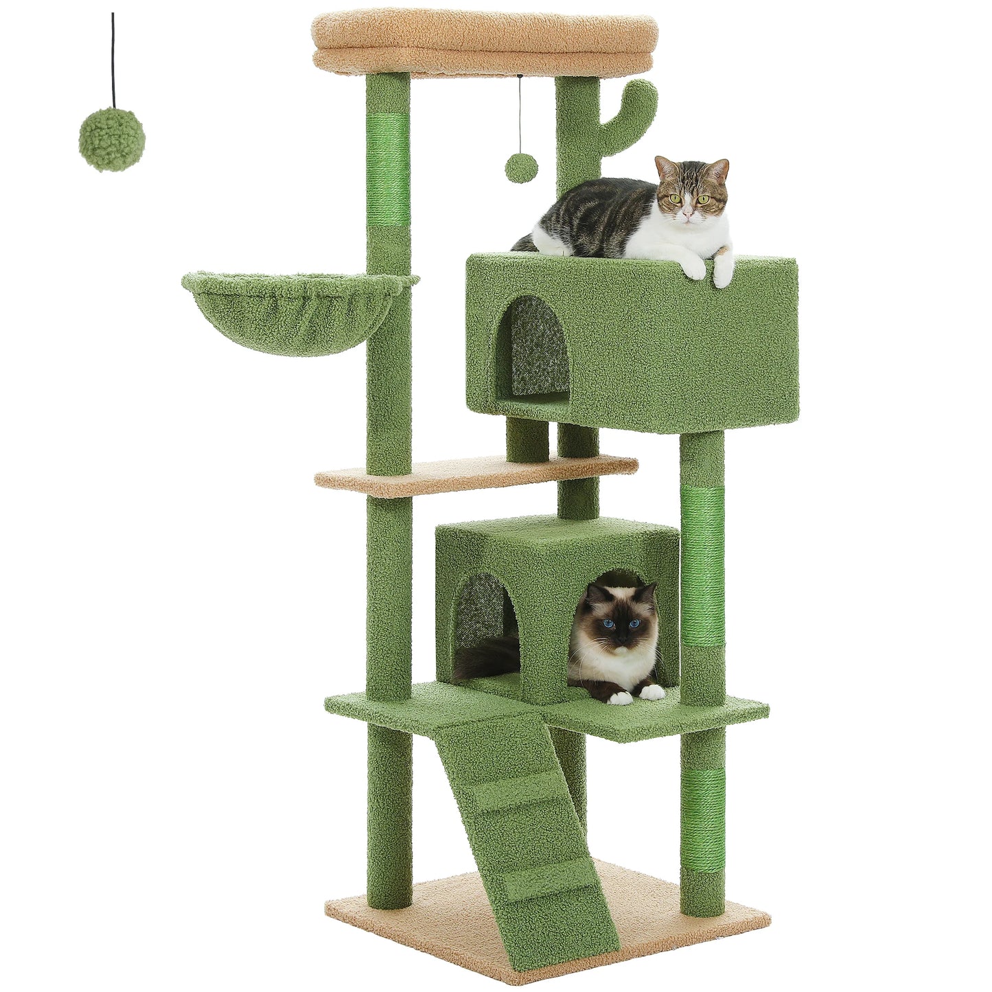 Multi-Level Cat Tree with Hammock, Soft Top Perch, Cozy Condos, Large Cat Tower, Cat Scratching Posts for Indoor, Cat Furniture