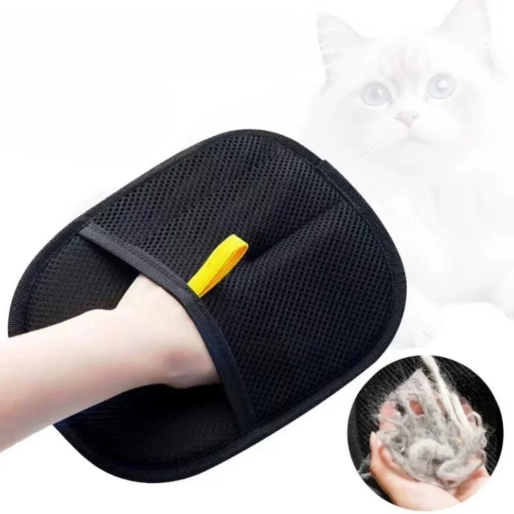 Reusable Double Sided Pet Grooming Gloves For Easy Hair Removal