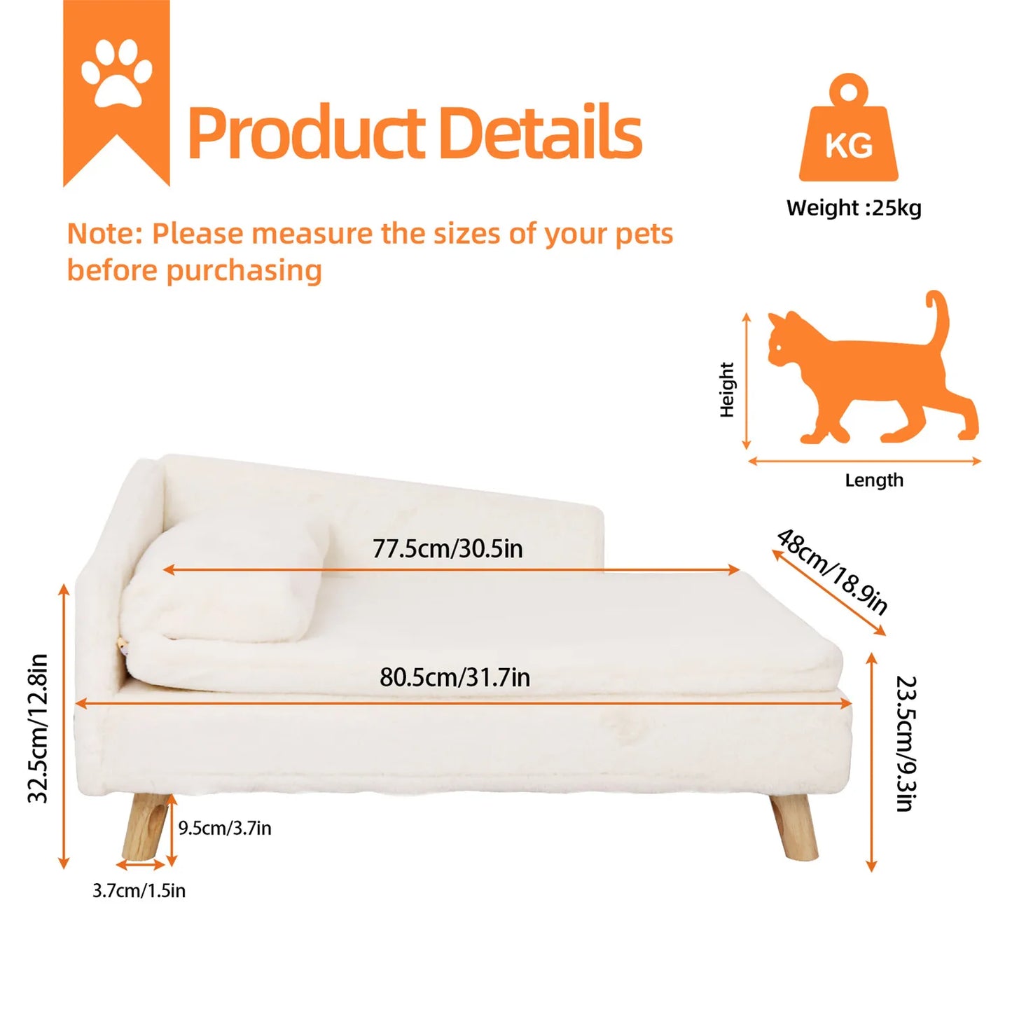 BINGOPAW Waterproof Pet Sofa Bed Raised Lounger Plush Cover