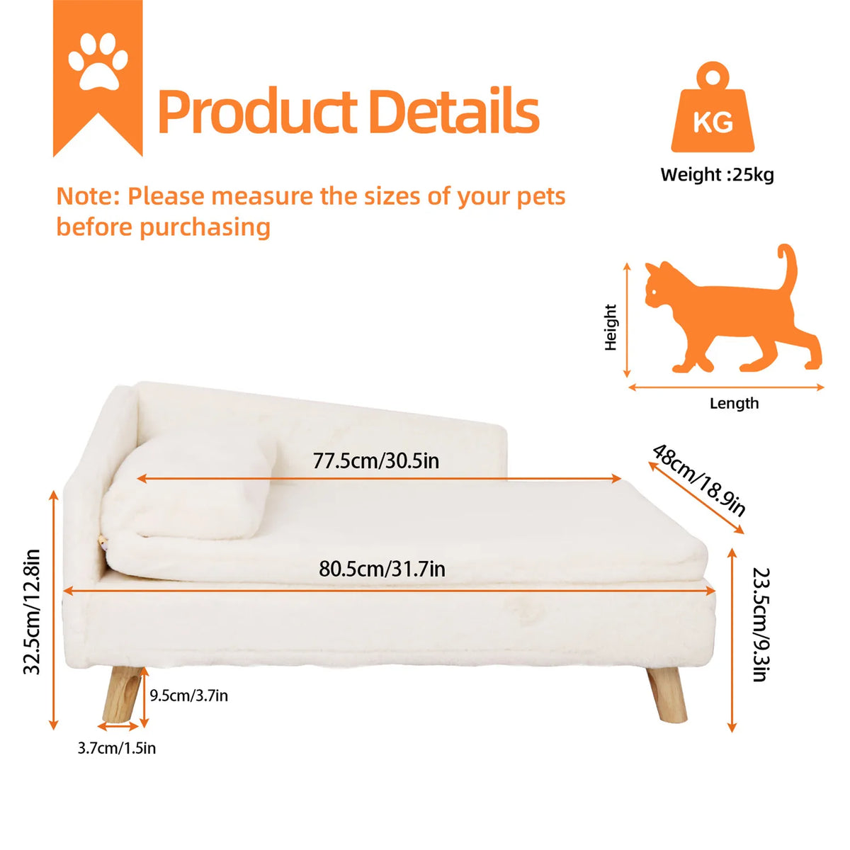 BINGOPAW Waterproof Elevated Pet Sofa Bed With Plush Cushion