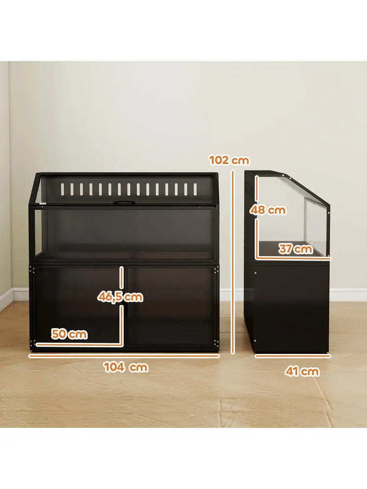 Hamster Cage With Storage Cabinet And Easy View Acrylic Panels Openable Top