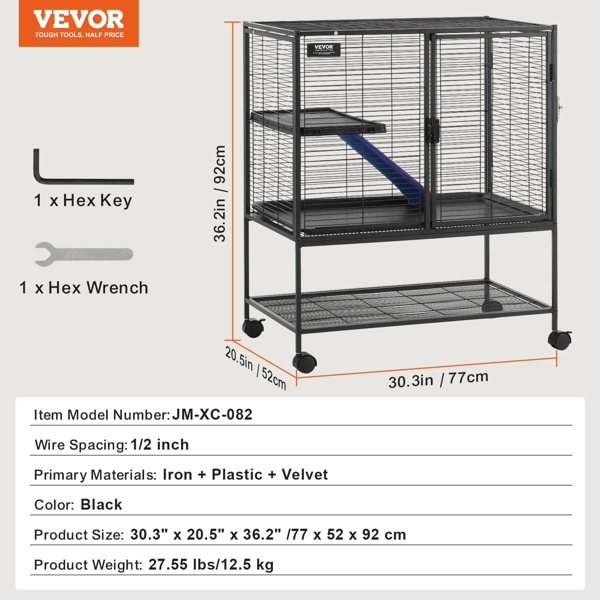 SucceBuy Spacious Four Tier Rolling Metal Animal Cage