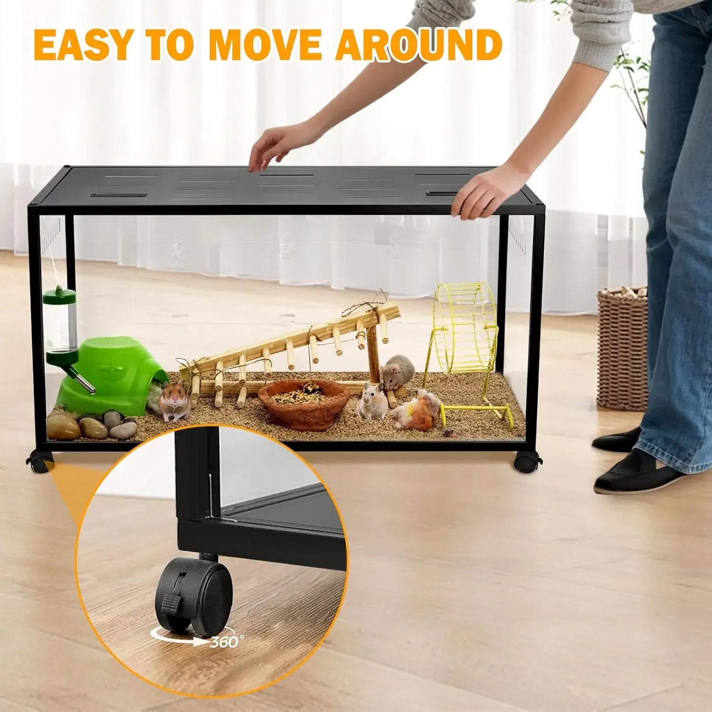 Stackable Large Cage with Top Access, for Dwarf & Syrian Hamster, Gerbil, Mouse (39 * 19 * 19IN)