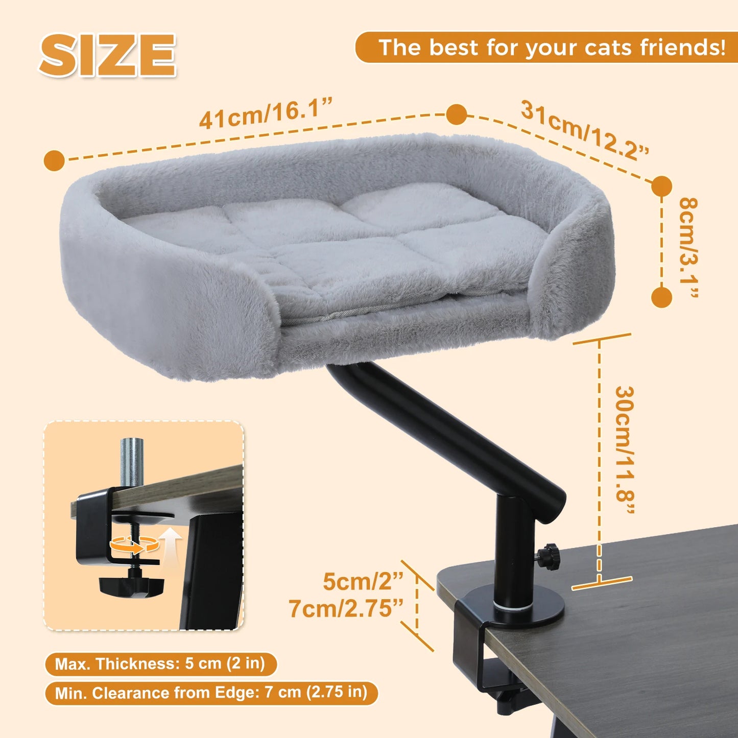 PAWZ Road Cat Desk Bed 360 Degree Rotatable Hammock Stand