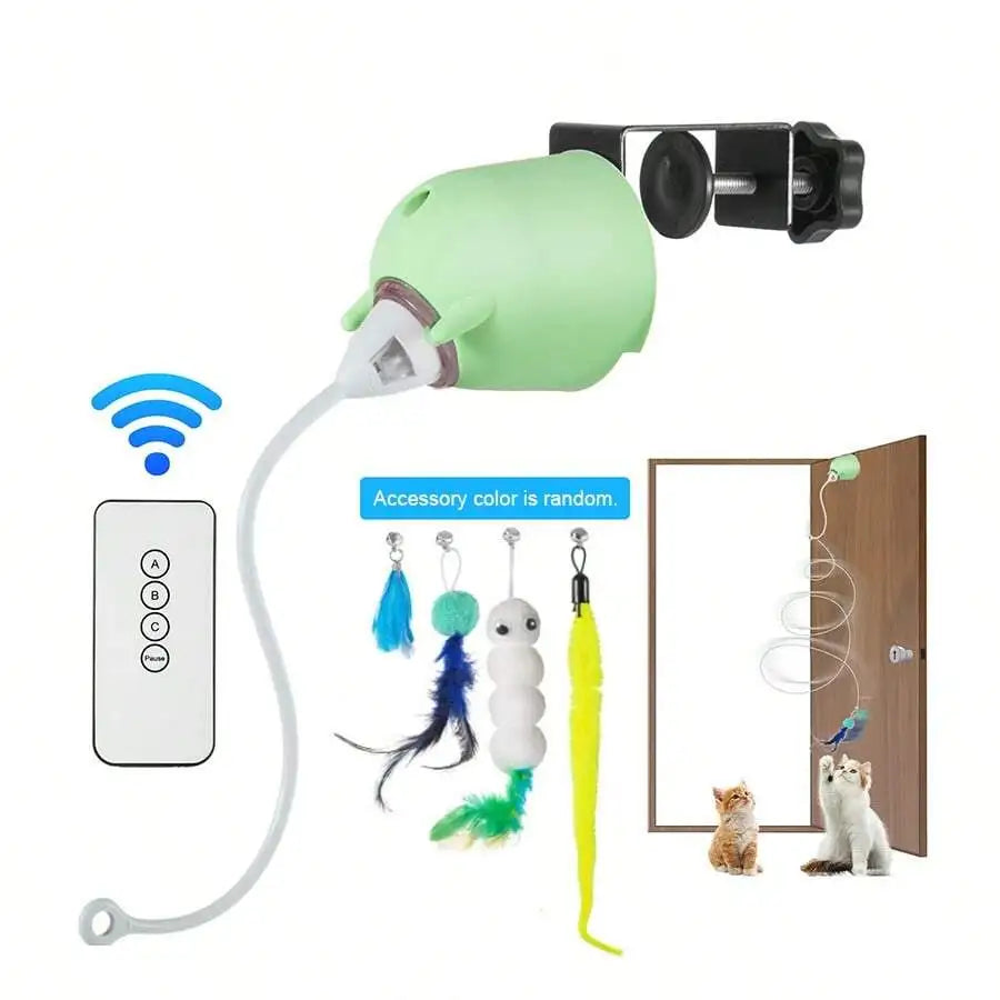 Interactive Cat Toy With Remote Control And Replaceable Heads