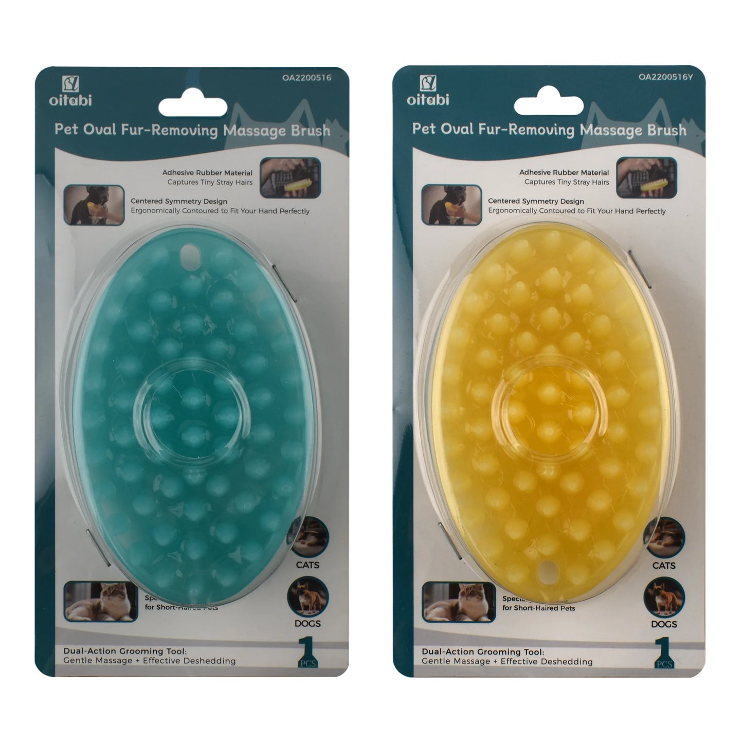 Oitabi Soft Rubber Pet Brush For Short Hair Dogs And Cats Deshedding Massaging