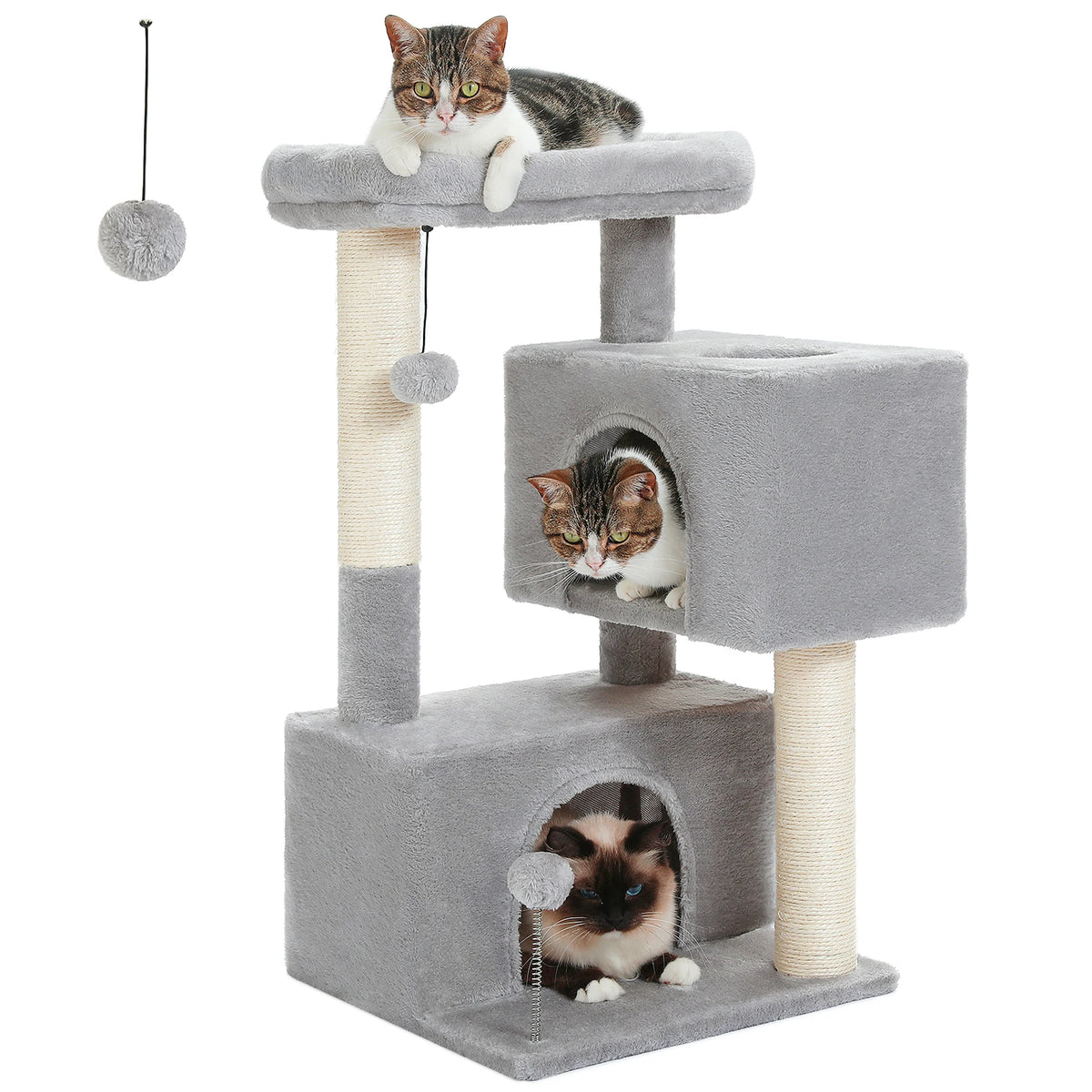 Pawz Road Three Tier Cat Tree Featuring Sisal Scratching Posts