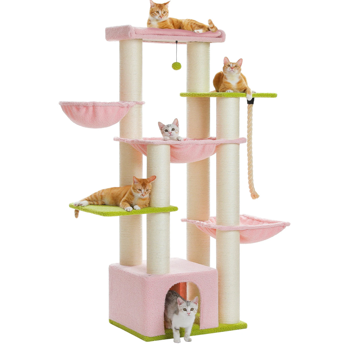 PAWZ Road Multi-Level Cat Tree with Hammock and Sisal Posts