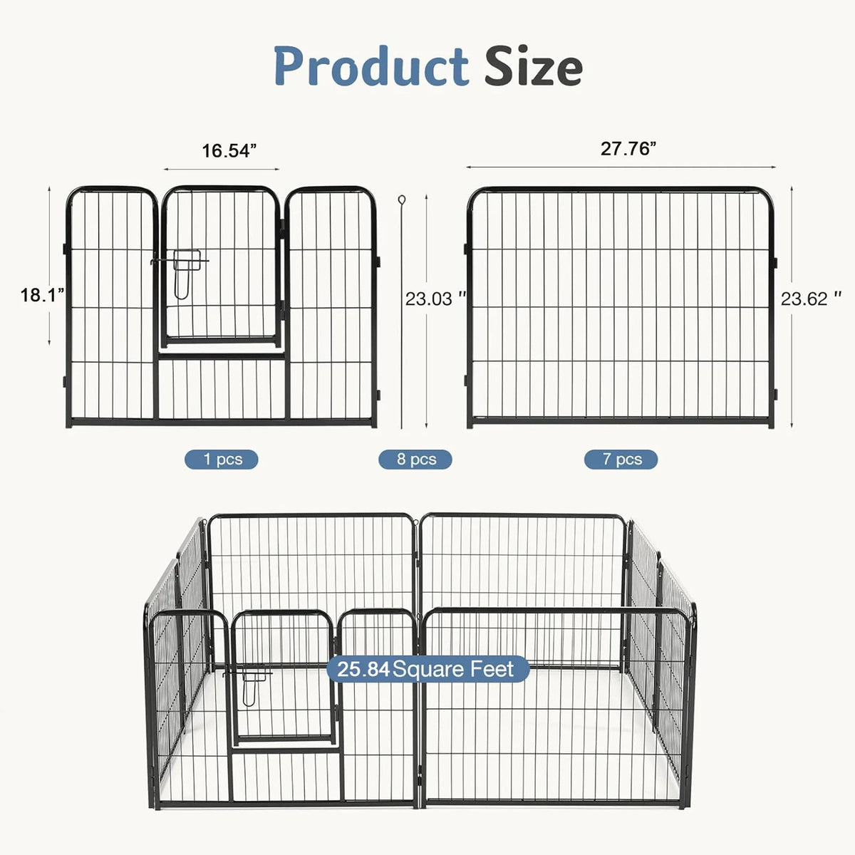 JHK Durable Metal Dog Playpen With Foldable Indoor Outdoor Design