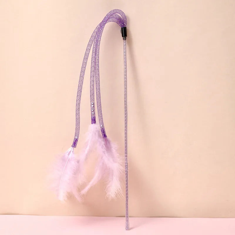 Cat Teaser Stick Feather Toy Interactive Bite Resistant Bell