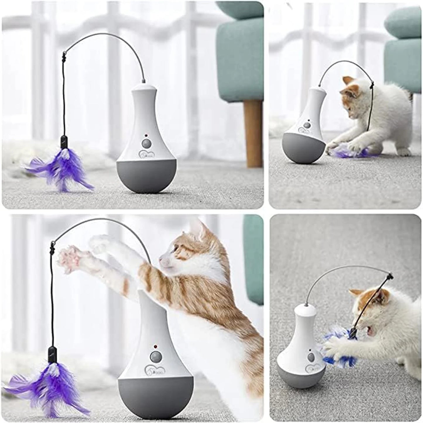 Kitten Interactive Feather Teaser Toy For Indoor Play And Exercise