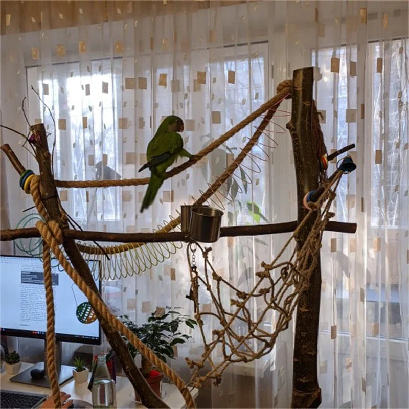 Parrot Climbing Net Hammock Bird Toy With Hook Rope