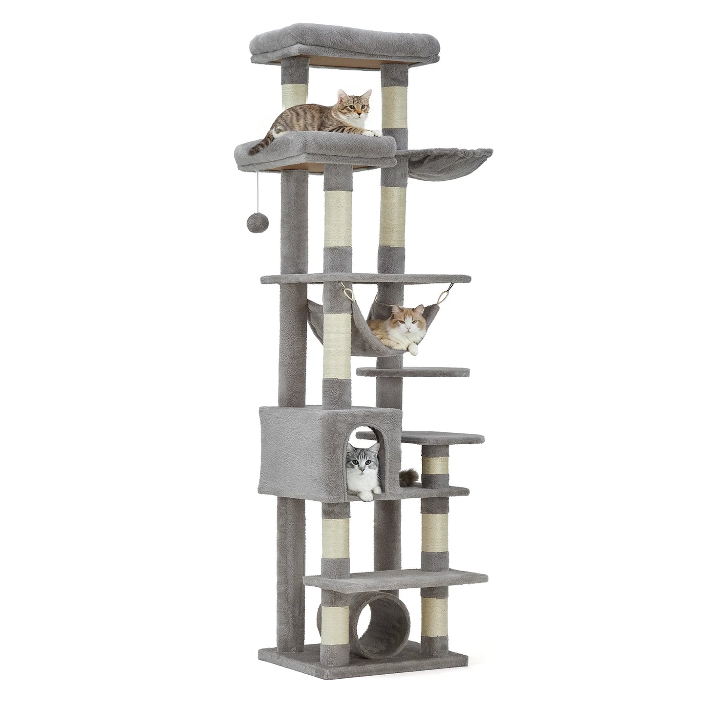 HiMISS Five Tier Cat Tree Tower With Scratching Posts And Hammock