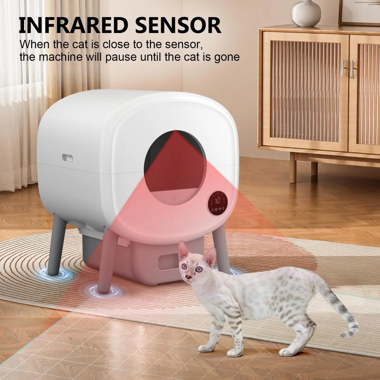 Smart Automatic Self Cleaning Cat Litter Box With App Control And Safety Sensors