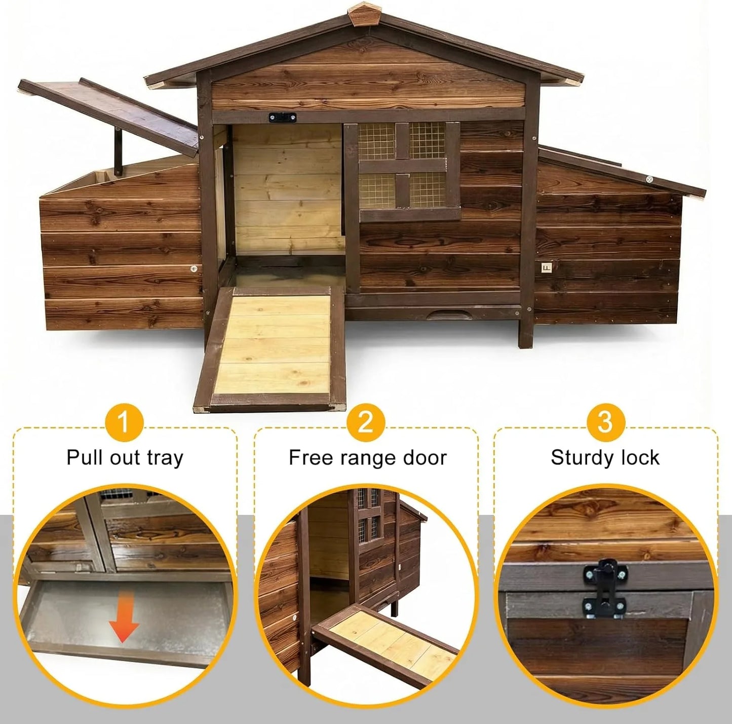 Chicken Coop With Two Nesting Boxes Outdoor Wooden Hen House