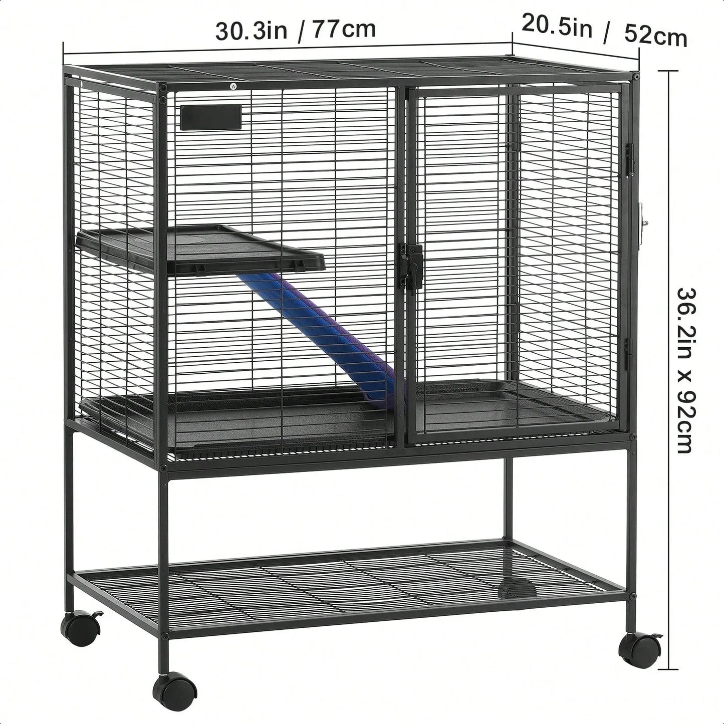 Rolling Metal Ferret Cage, 24" X 17.3" X 34.1" To 336.2"X 22.8" X 64.6", Large 2 Or 4-Tier Critter Nation Cage, Small Animal Cage With Ramps & Tray, Easy To Set Up For Pet Rats, Hamster, Guinea Pig, Chinchilla, Squirrel, Hedg