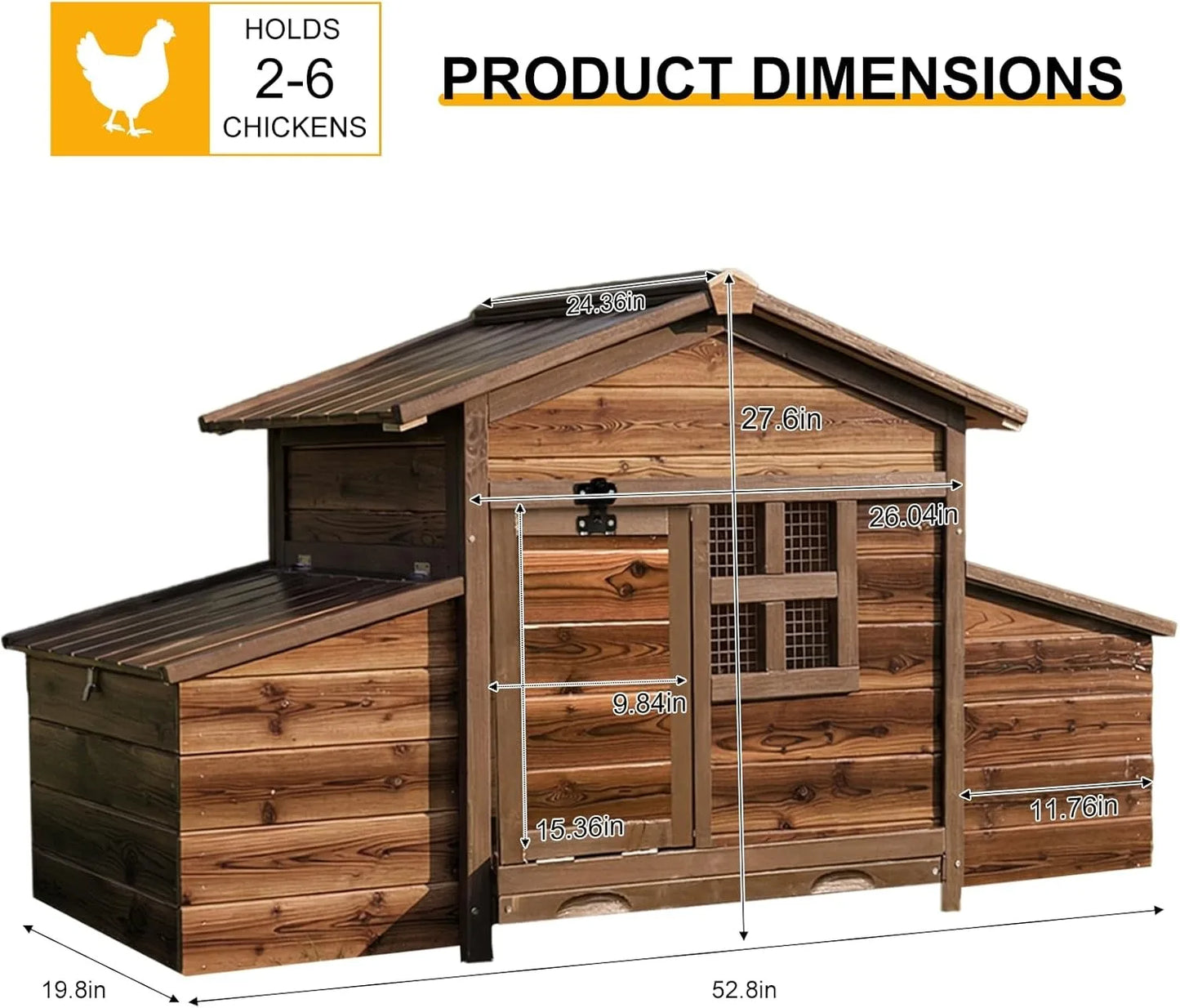Chicken Coop With Two Nesting Boxes Outdoor Wooden Hen House