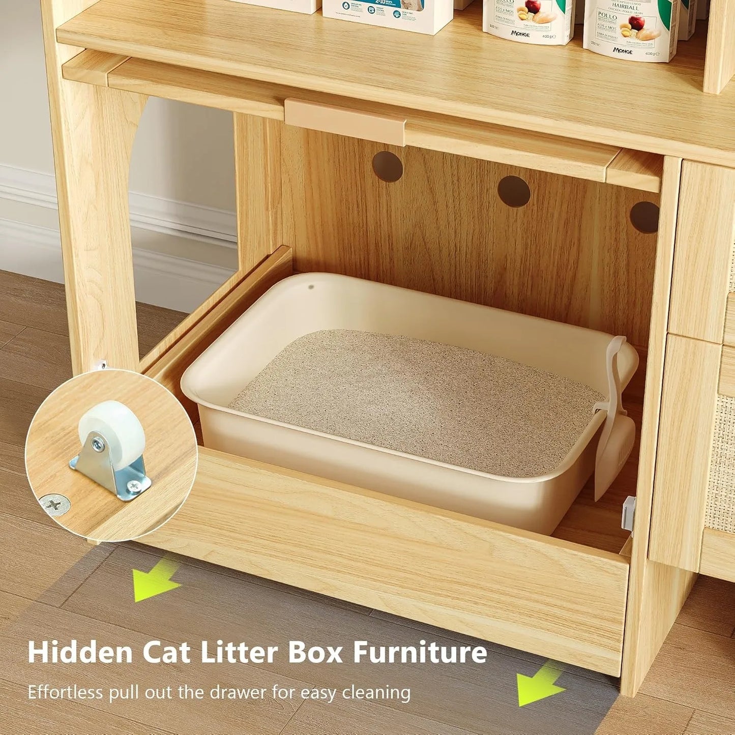 Cat Litter Box Furniture Hidden Enclosure Cabinet With Drawer