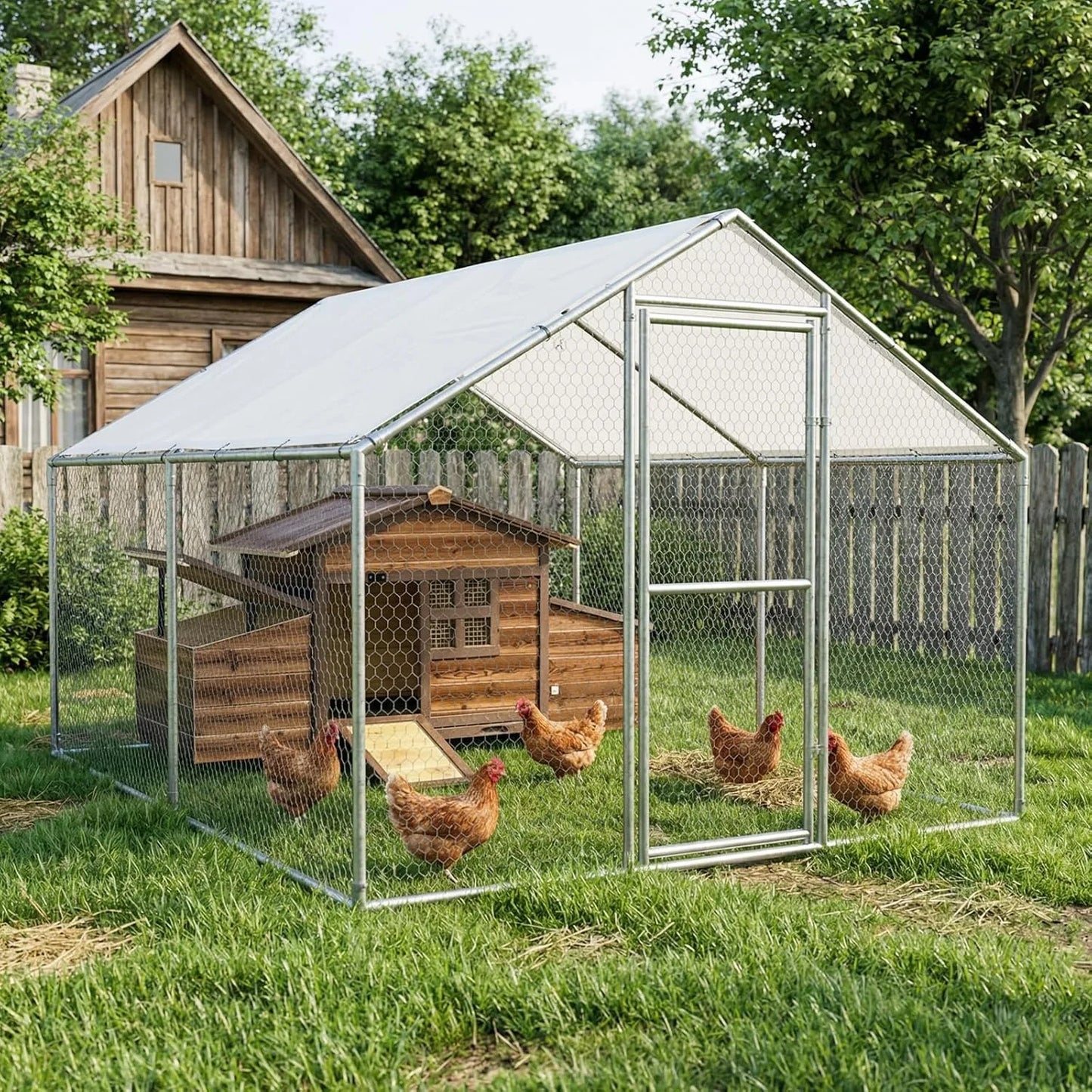 Chicken Coop With Two Nesting Boxes Outdoor Wooden Hen House