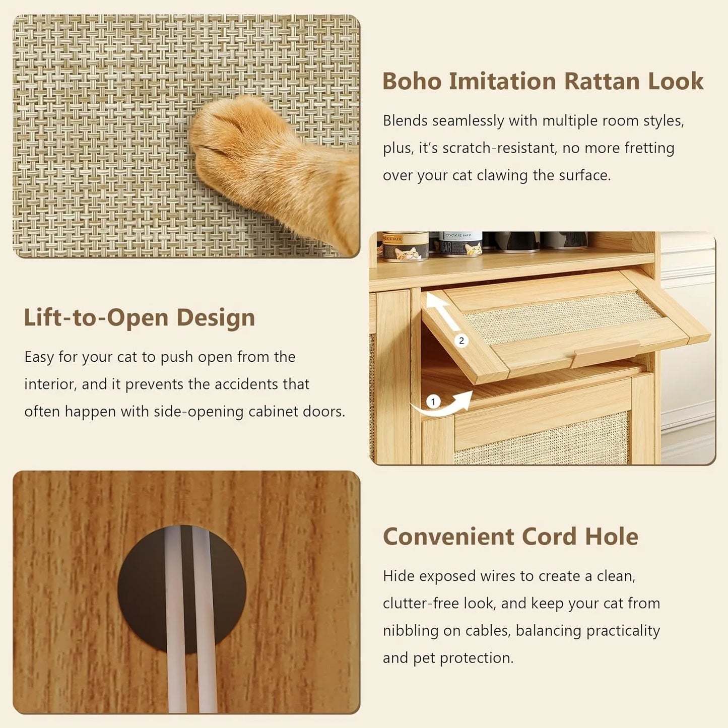 Cat Litter Box Furniture Hidden Enclosure Cabinet With Drawer