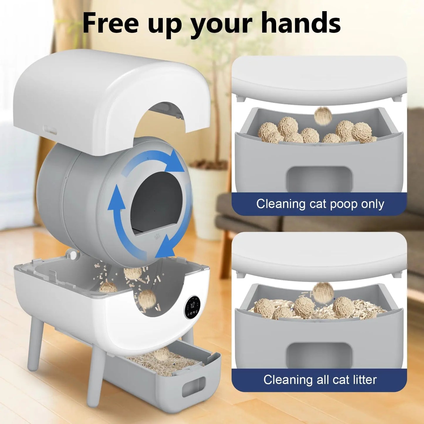 Smart Automatic Self Cleaning Cat Litter Box With App Control And Safety Sensors