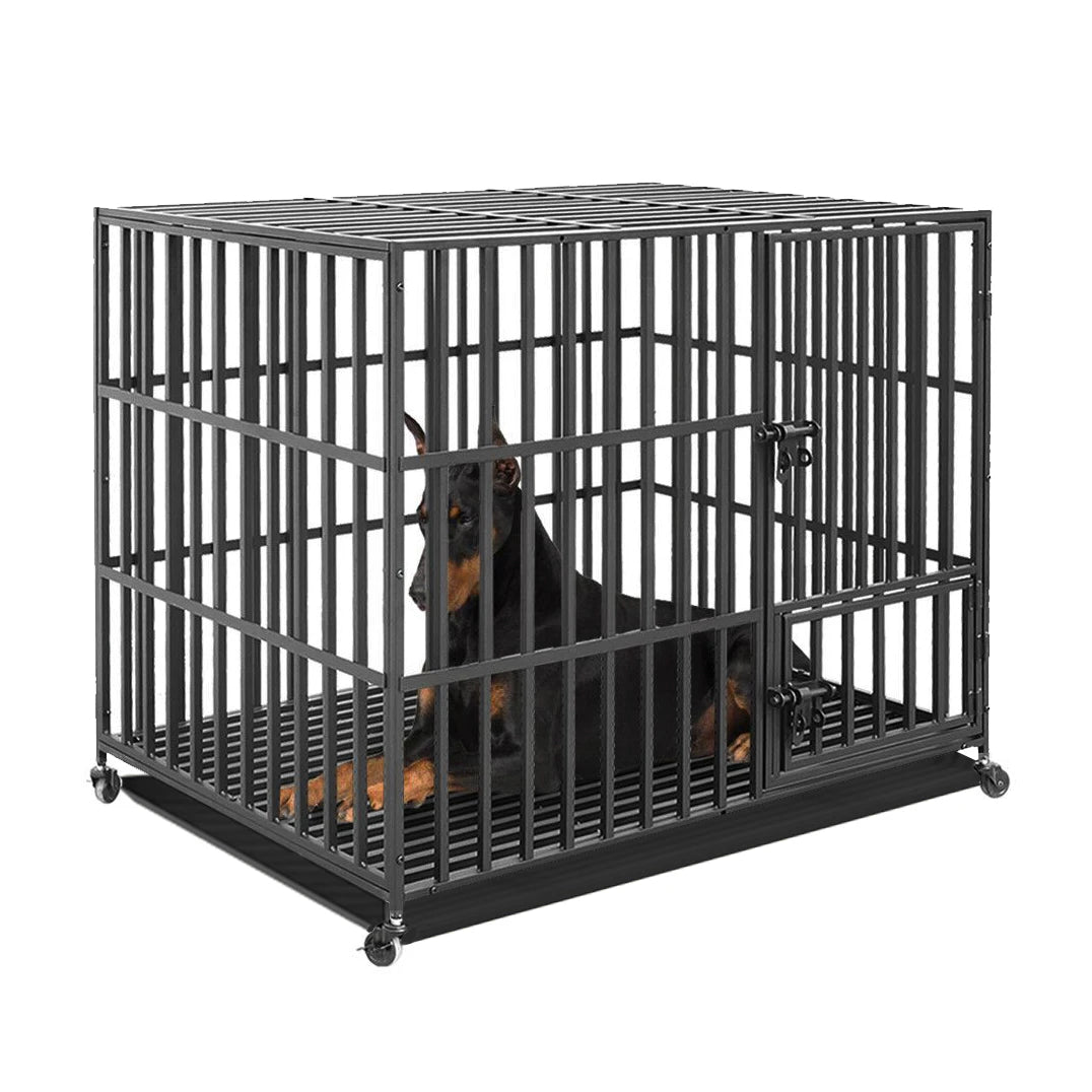 Bingopaw Heavy Duty Dog Cage With Three Doors And Wheels
