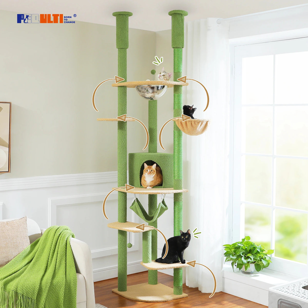Pawz Road Multi Level Floor To Ceiling Cat Condo Tower