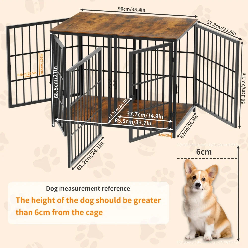 BORWART Spacious Double Dog Crate with Removable Divider Furniture Style