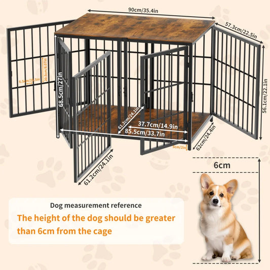 BORWART Spacious Double Dog Crate with Removable Divider Furniture Style