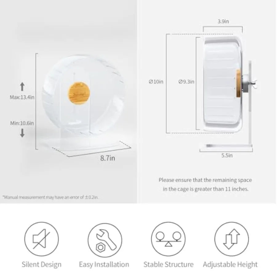Super-Silent Hamster Exercise Wheels - Quiet Spinner Hamster Running Wheels with Adjustable Stand for Hamsters Gerbils Mice Or