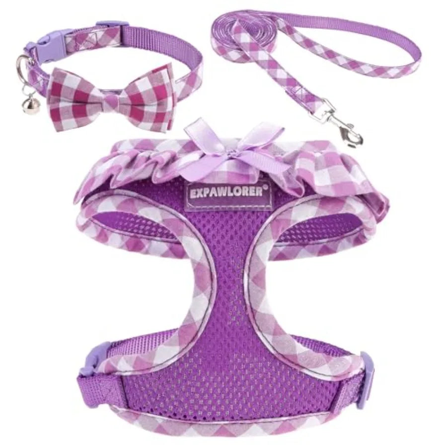Adjustable No Choke Step In Dog Harness Leash Set Lightweight Mesh