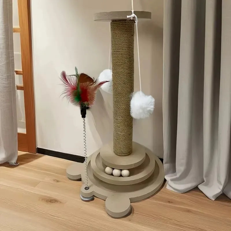 Durable Cat Scratching Post With Pest Resistant Sisal And Rotating Scratcher