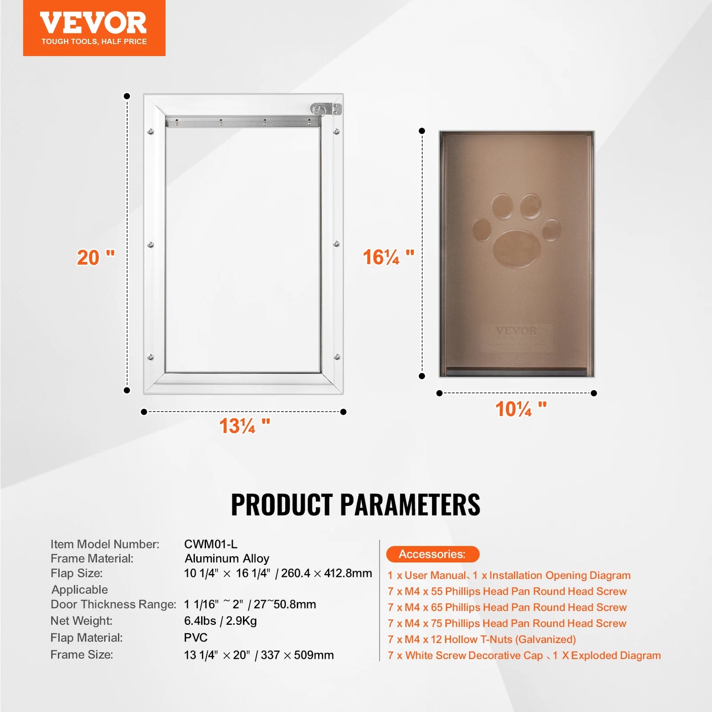 Pet Door Aluminum Frame With Locking Flap System Weatherproof