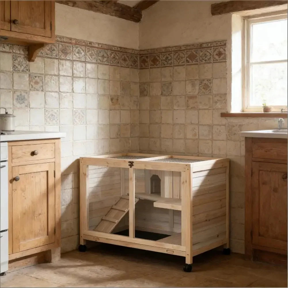 Bunny Cage Small Rabbit Hutch Spacious Indoor Pet House