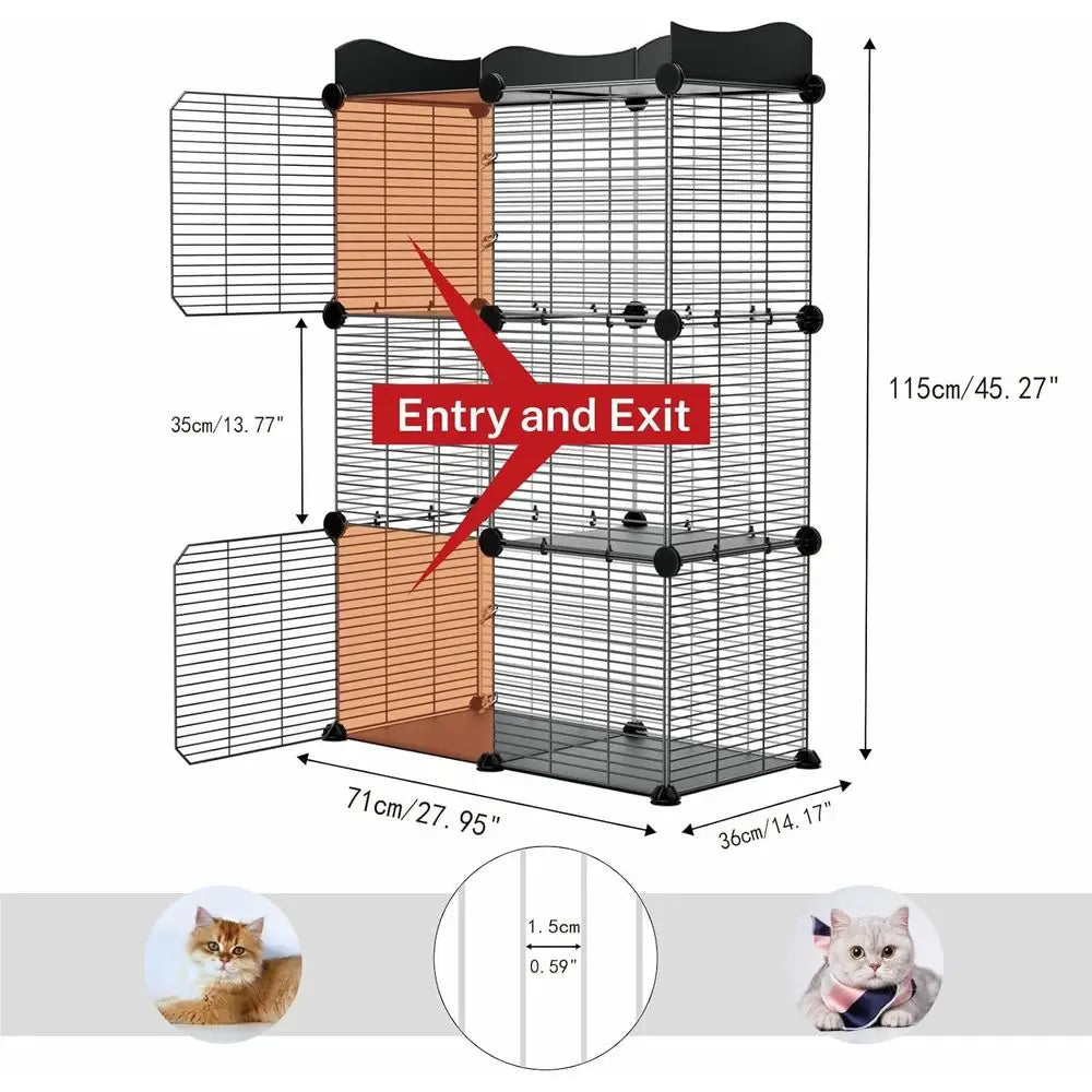 2-Tier Indoor Cat Cage For 1-2 Cats DIY Playpen Crate