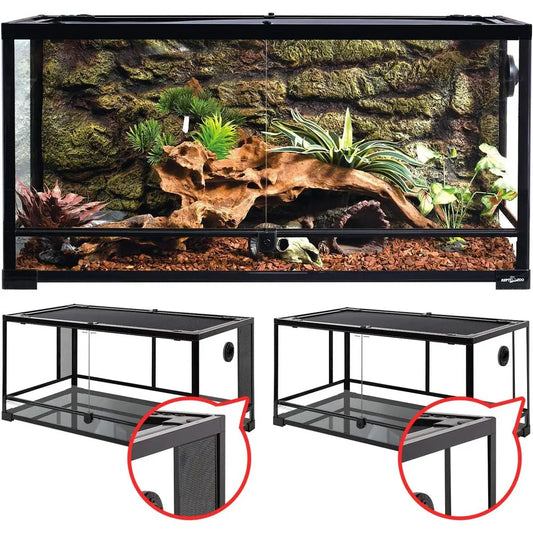 Double Hinged 50 Gallon Reptile Terrarium With Mesh Glass Sides