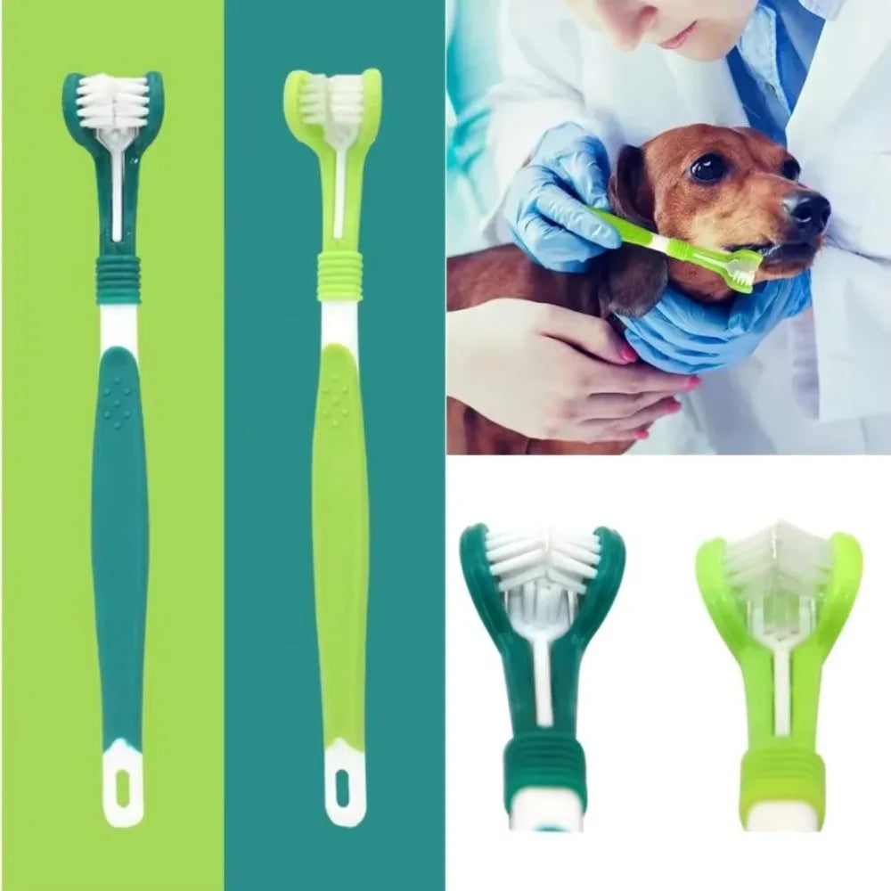 Three Sided Pet Toothbrush For Dogs And Cats Dental Care