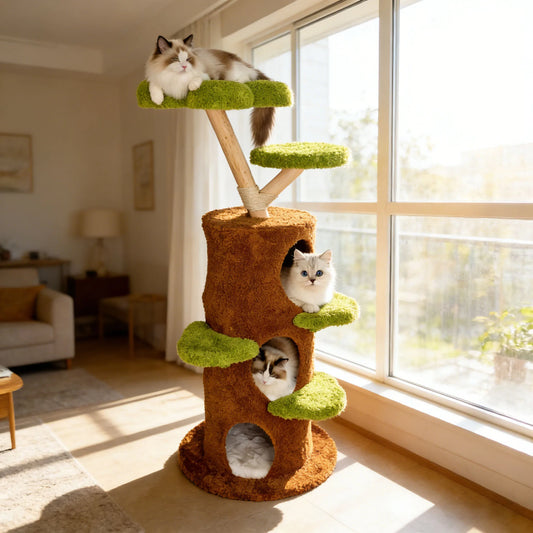 148CM Tall Indoor Cat Tree Activity Tower Center Multi-Level Cat Climbing Tree Sisal Scratching Post Plush Cave