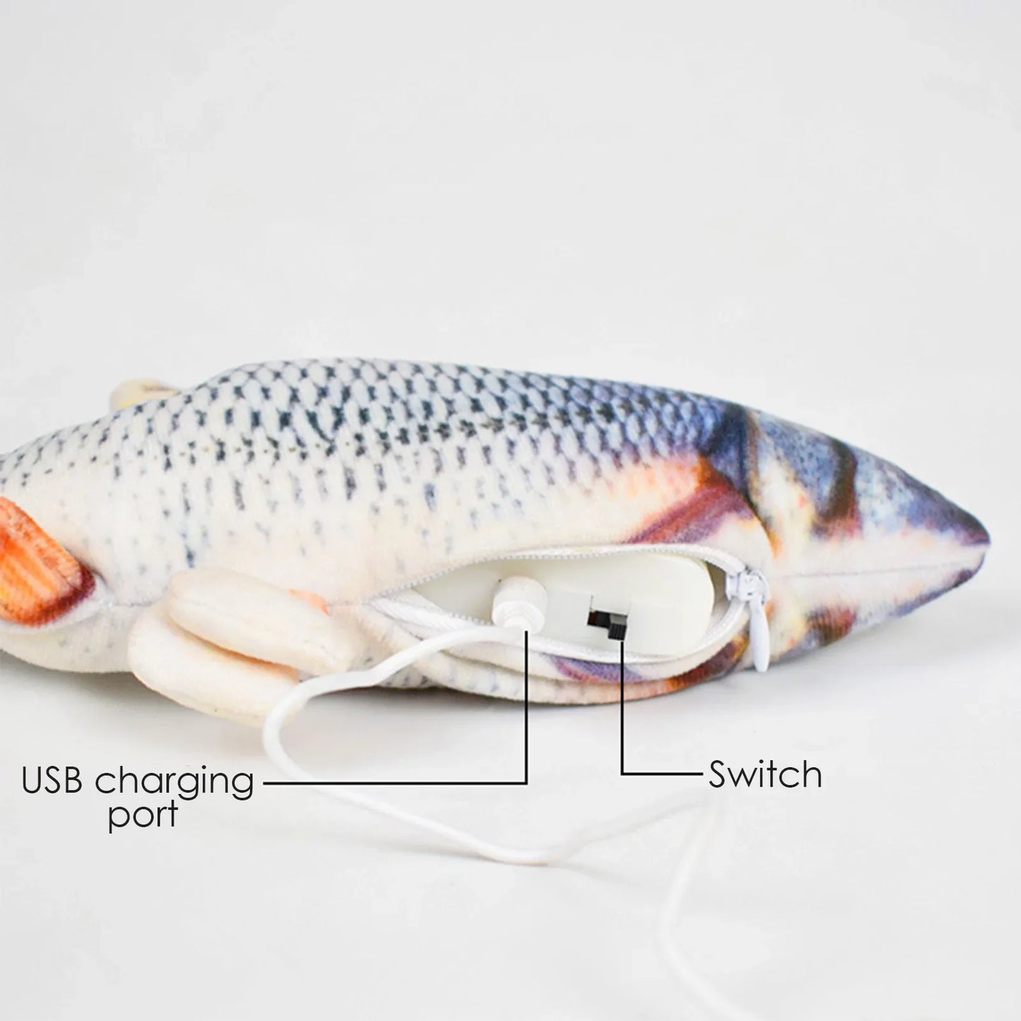 USB Rechargeable Floppy Fish Cat Toy, Interactive Realistic Fish For Cats