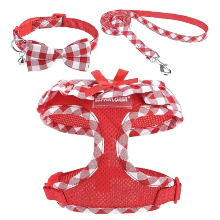 Adjustable No Choke Step In Dog Harness Leash Set Lightweight Mesh