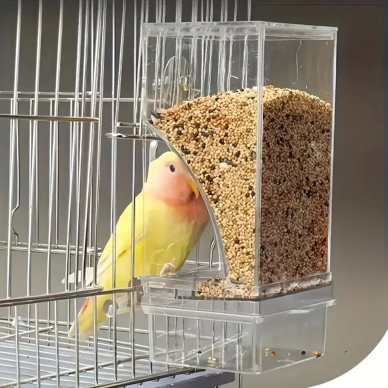 Transparent Automatic Bird Feeder With Anti Splash Shield For Outdoor Use