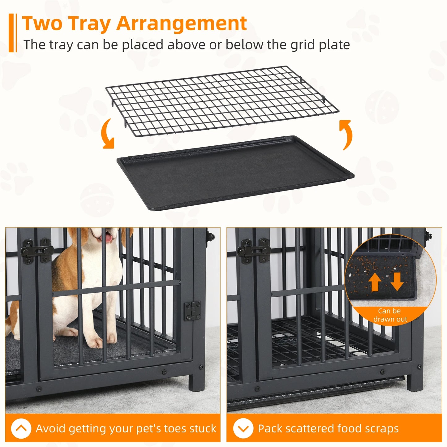 Furniture Style Dog Crate End Table With Three Doors And Removable Tray