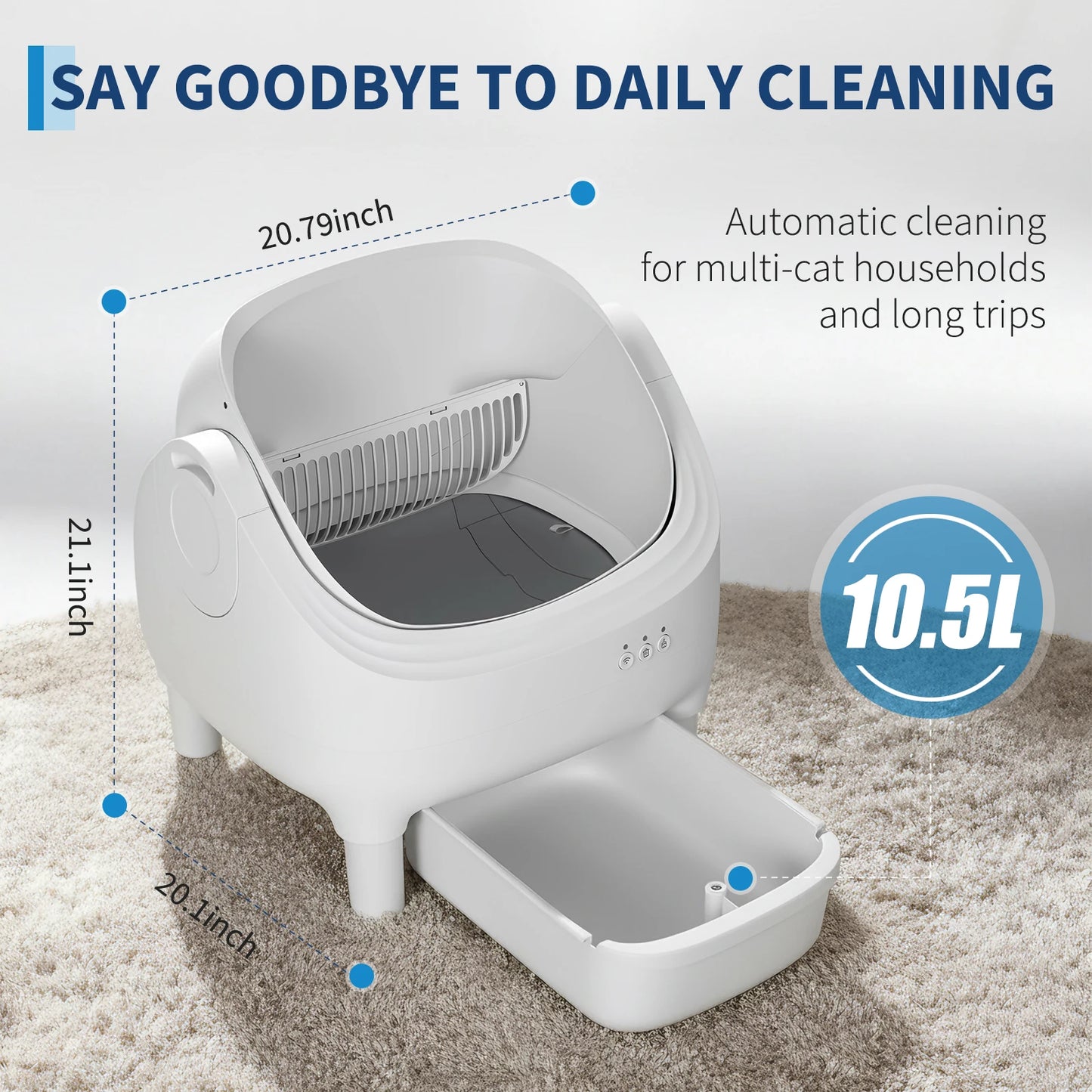 HiMISS Self Cleaning Automatic Cat Litter Box With App Control Odor Free