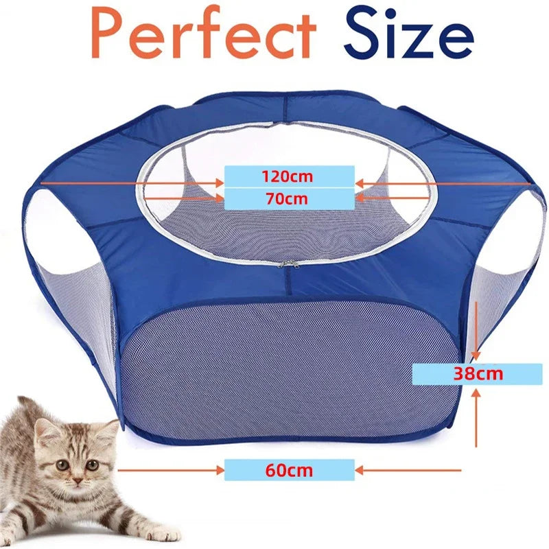 Portable Transparent Pet Cage Playpen Foldable For Dogs Cats Hamsters