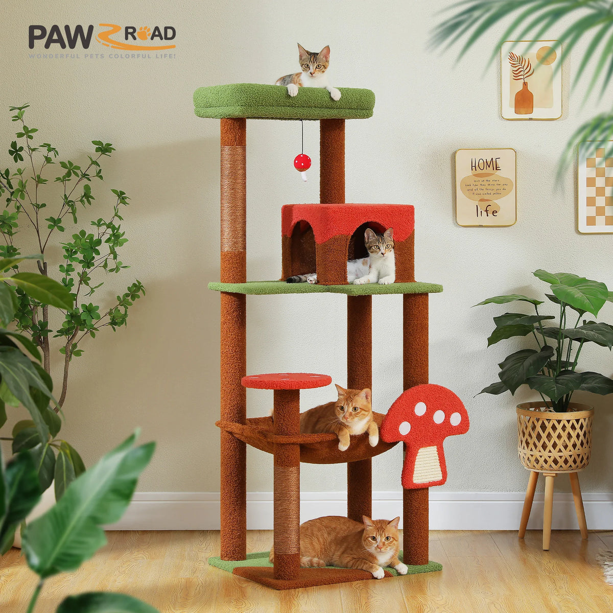 PAWZ Road Multi Tier Cat Tree With Scratching Posts Hammock
