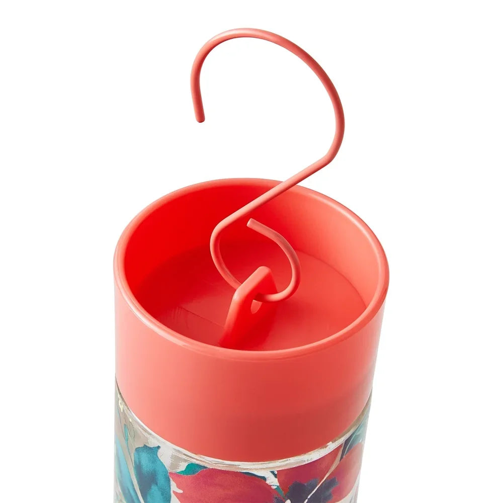 Fresh Floral Decorative Glass Hummingbird Feeder With Ant Moat Perching Ring